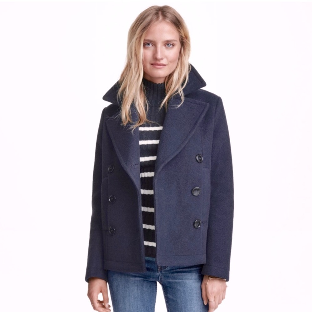 NWT H&M Navy Wool Peacoat SZ.2